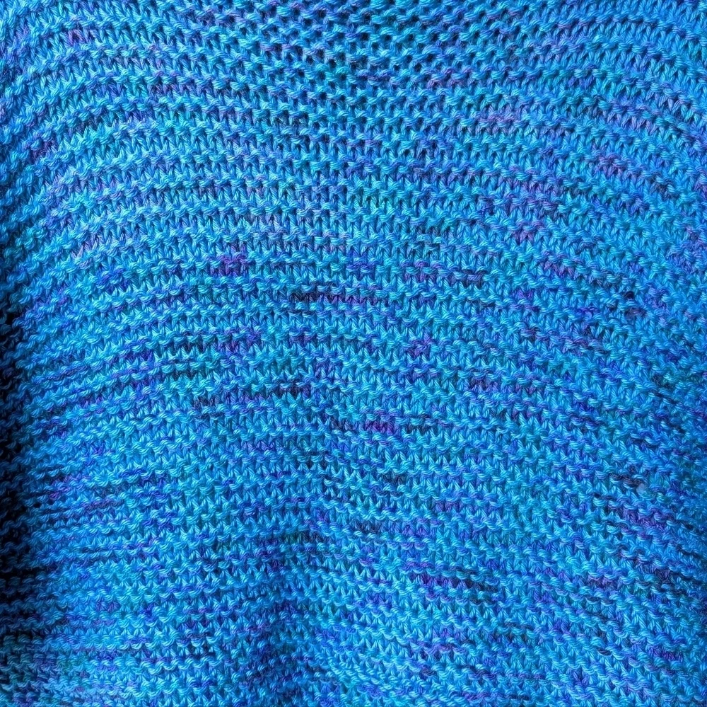Handknit Marled Aqua Blue Large Triangle Shawl Scarf